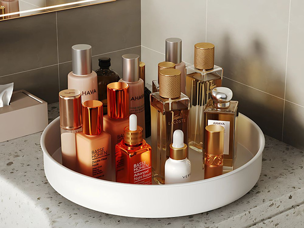 Vrtljivi organizator pladnja univerzalni pladenj 25 cm kuhinja kopalnica začimbe bela