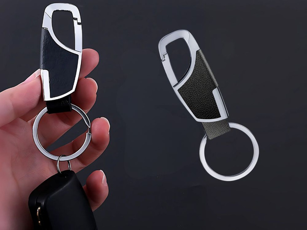 Obesek za ključe kovinski obesek za ključe iz umetnega usnja srebrna črna