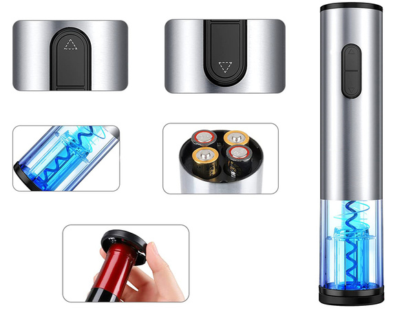 Elektrinis kamščiatraukis vyno atidarytuvas pjaustytuvas led