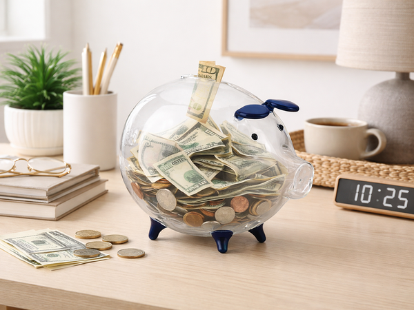 LARGE BLUE PIGGY BANK (36)