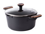 Deep pot with lid induction gas non stick coating 5l