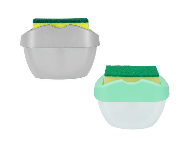 Dishwashing liquid dispenser sponge container