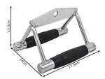 Double triangular handle for overhead hoist lower steel exercise