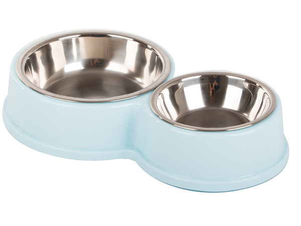 Metal double bowl for dog cat food water