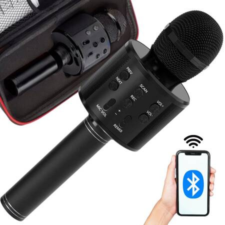 Wireless microphone bluetooth karaoke speaker round with case various modes