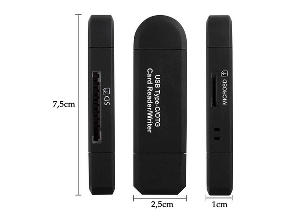 Čtečka karet sd microsd tf usb usb-c micro usb 3w1