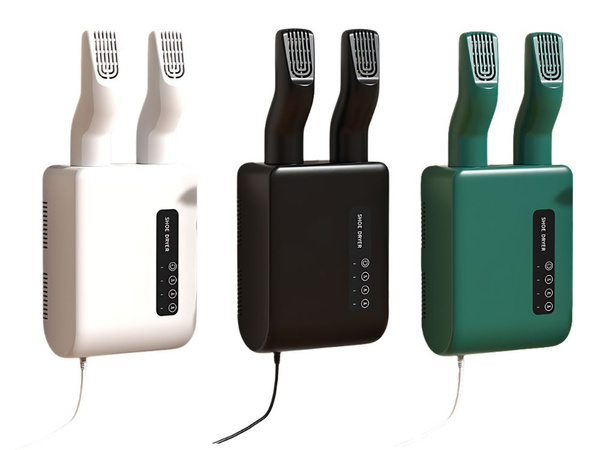 Wall-mounted shoe dryer with adhesive strips for intensive quick drying