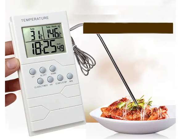 Termometro cocina sonda lcd reloj para carne