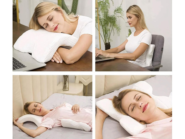 Orthopädisches kissen mit armloch zum schlafen memory weiss bogen