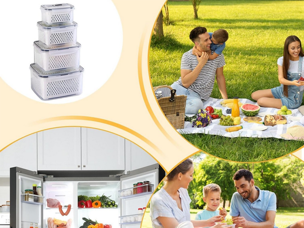 Contenants de cuisine pour aliments avec panier contenant avec joint 4 pièces