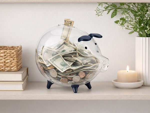 LARGE BLUE PIGGY BANK (36)