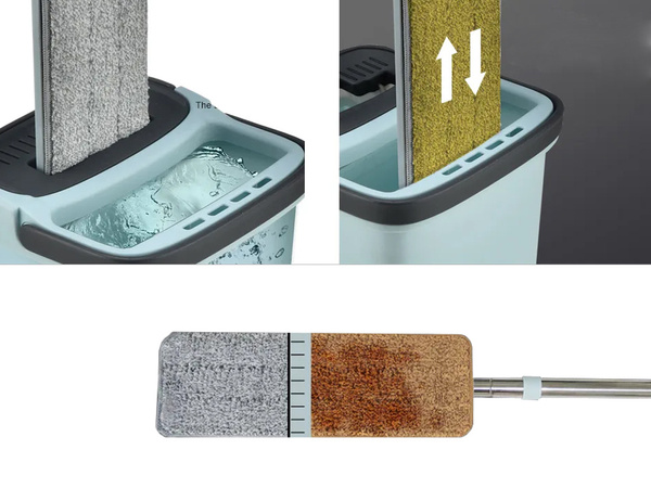 Mop plat cu storcător storcător mop de podea cu două camere 3x tampoane