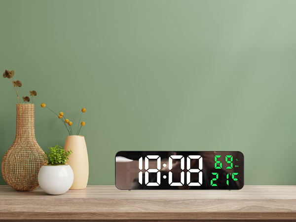 Elektronische uhr digitaler led wecker thermometer spiegel stehend usb batterien