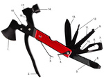 Multitool multifunkčný nástroj 17v1 survival kladivový sekáč kombinátory