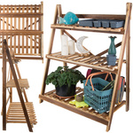 Jardinera alta jardinera de madera estanteria de 3 niveles