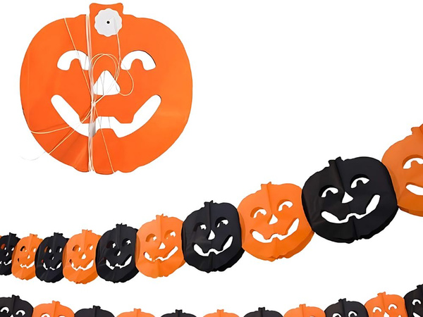 Dekoratívna girlanda halloween tekvica/pavúk papier dlhý 3 metre