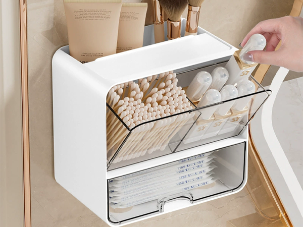 Organiser cabinet container with drawer cosmetic storage for the bathroom
