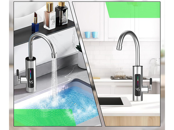 Flower electric water heater kran kuchen battery lcd 3kw