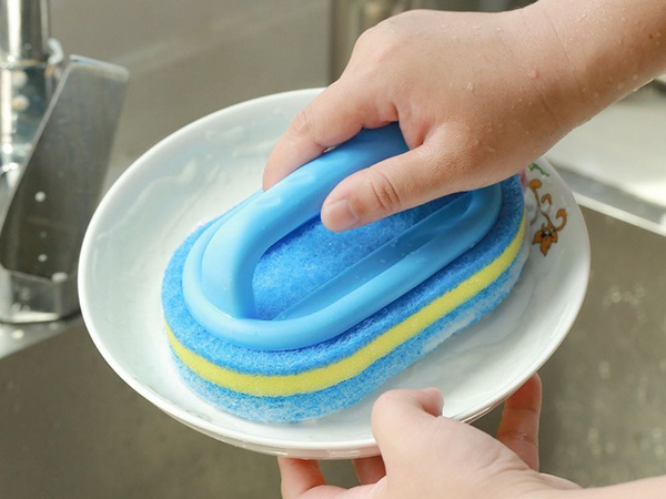 Brosse éponge de nettoyage avec poignée salle de bain cuisine universelle