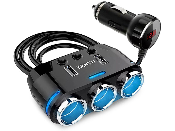 Cigarečių uždegiklio lizdas platintojas 2x usb įkroviklis