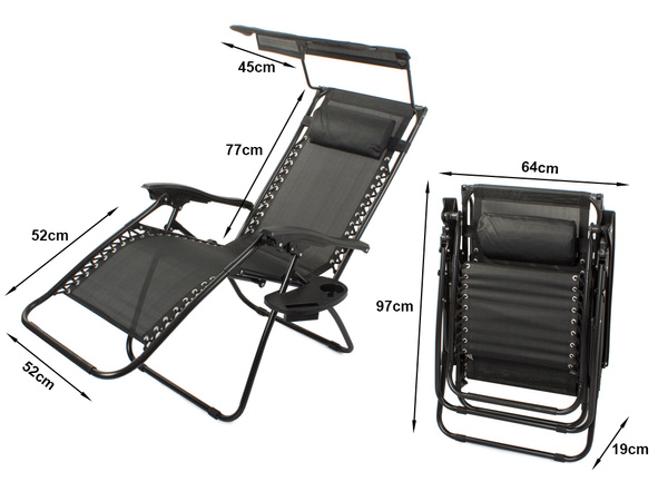 Folding beach chair zero gravity 2in1 chair with canopy