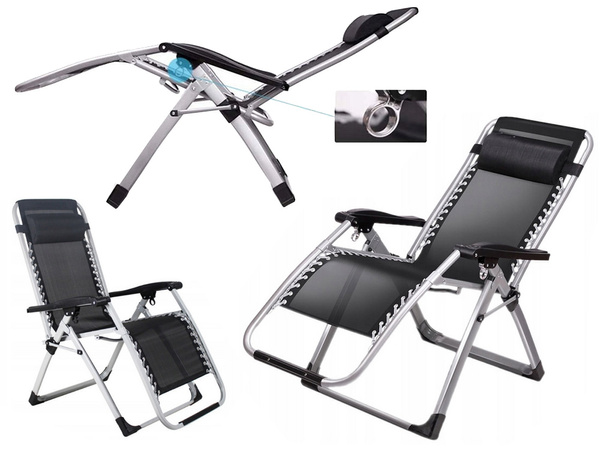 Garden lounger beach folding cushion gravity gravity reinforced