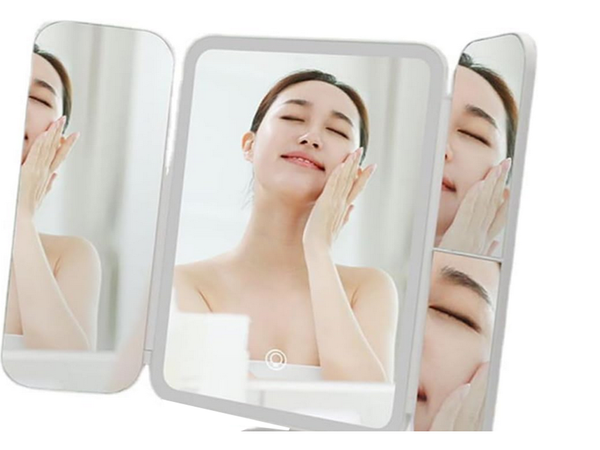 Make-up spiegel led kosmetik beleuchteter faltbarer vergrösserungsspiegel