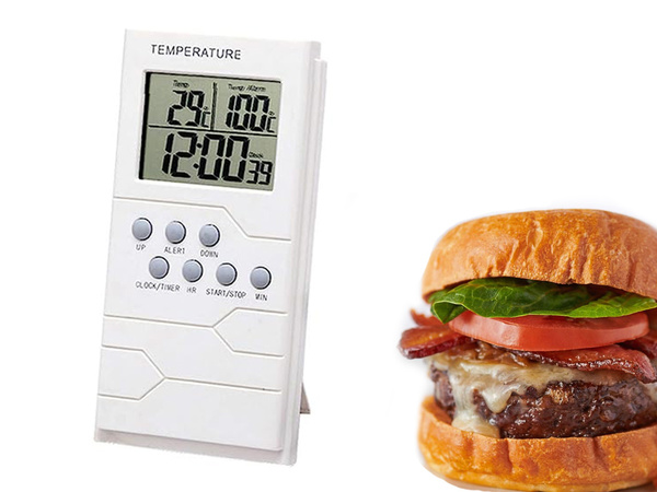 Kitchen thermometer probe lcd clock for meat