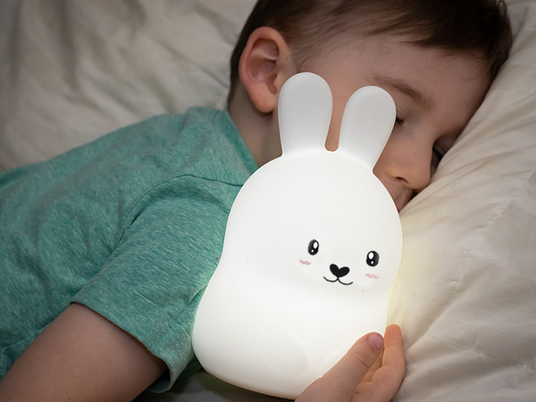 Luz nocturna infantil led conejo táctil rgb mando a distancia