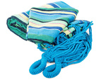 Colour striped garden hammak with single person 200x80 pocket etui
