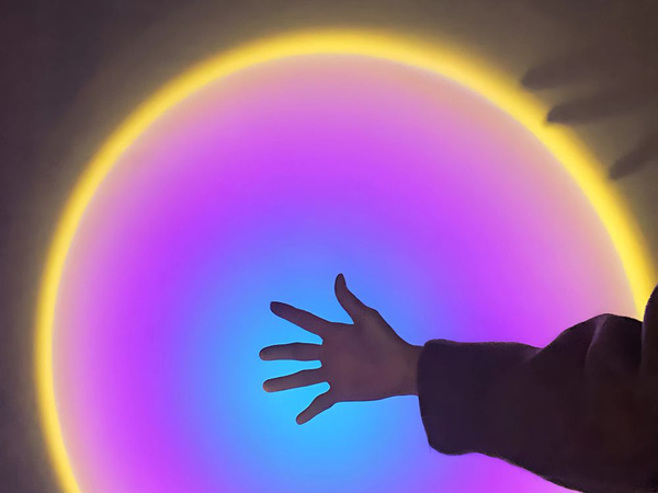 Proiector lampă apus de soare est imitație de metal a condus rgb usb + telecomandă