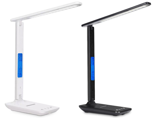 Led desk lamp school usb clock qi charger