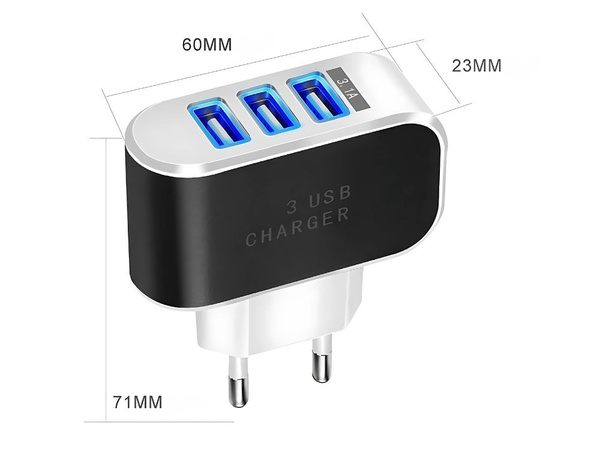 Vysokorýchlostná 5w 3 x usb quick charge 3.0 univerzálna nabíjačka 3.1a