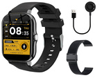 Smartwatch dámské pánské hodinky gumový řemínek sport bluetooth hovory černé