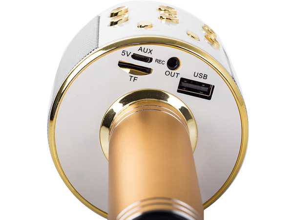 Microphone sans fil bluetooth enceinte karaoké modulateur de voix rond