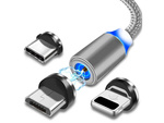 Magnetický nabíjecí kabel 3w1 micro typ-c usb lightning 1m