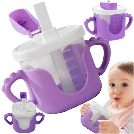 Gobelet bébé en silicone 300ml avec paille