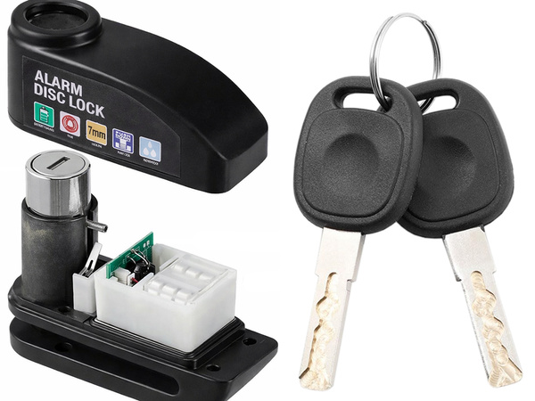 MOTORCYCLE LOCK WITH 110 DB ALARM FOR BRAKE DISC MOTION SENSOR