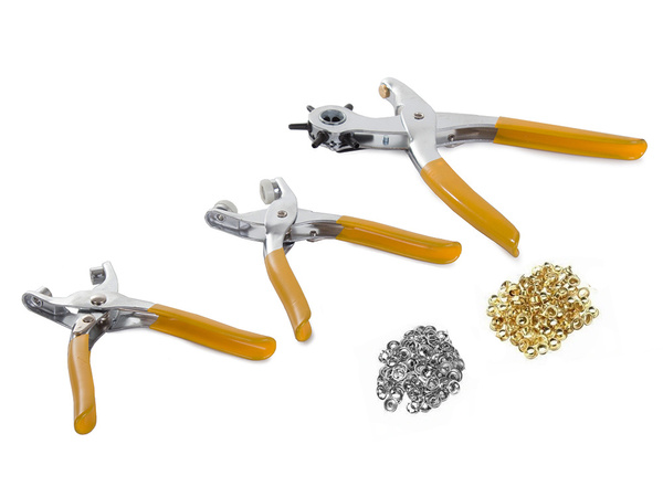 Koženková souprava děrované otvory nýty očka šrouby