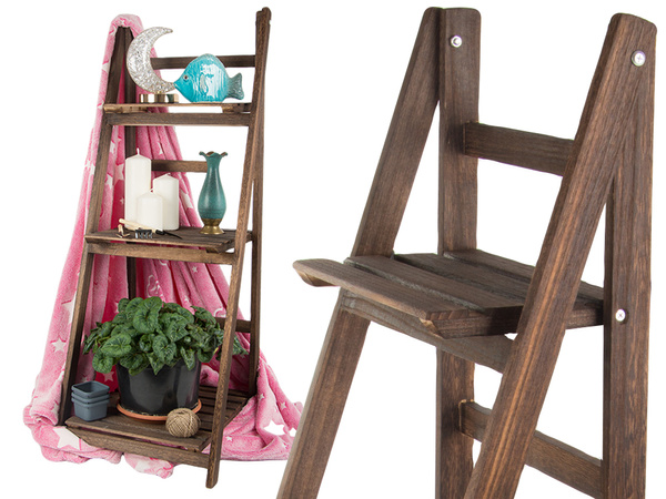 Wooden standing flower bed ladder three shelves plant shelf