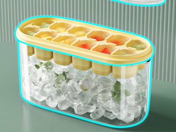Ice cubes tray with container and lid silicone ice cubes tray mould