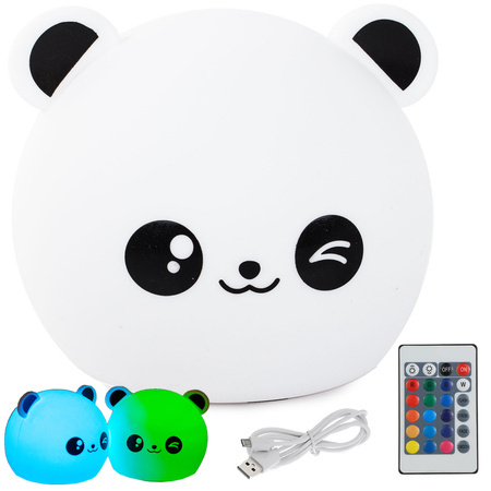 Gyerek éjszakai fény panda rgb led távirányító usb