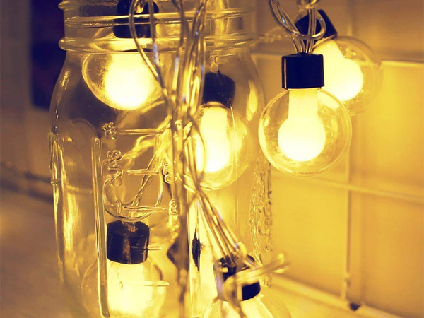 Kerti füzér napelemes fények 20 led meleg