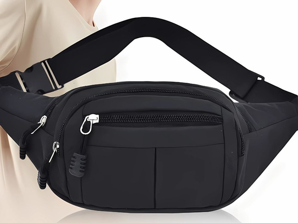 Bărbați rinichi sachet femei sport centura 4 buzunare negru reglabil