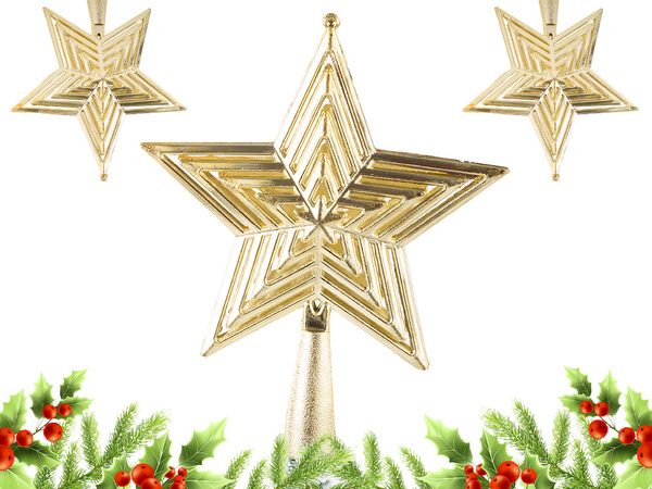 Christmas star christmas tree ornament christmas tip unbreakable gold