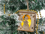 Arbre de noël suspendu en bois lanterne lumineuse décoration de noël bonhomme de neige