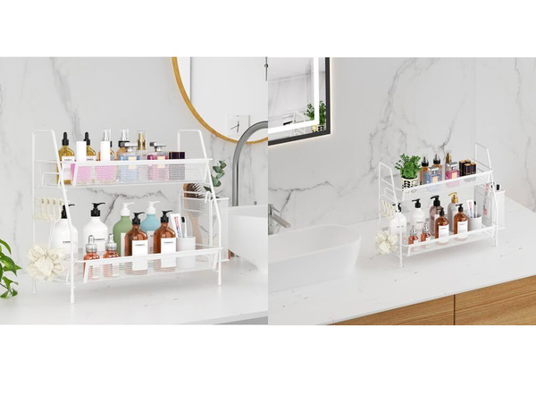 Kitchen shelf loft kitchen organiser two-storey stand with basket