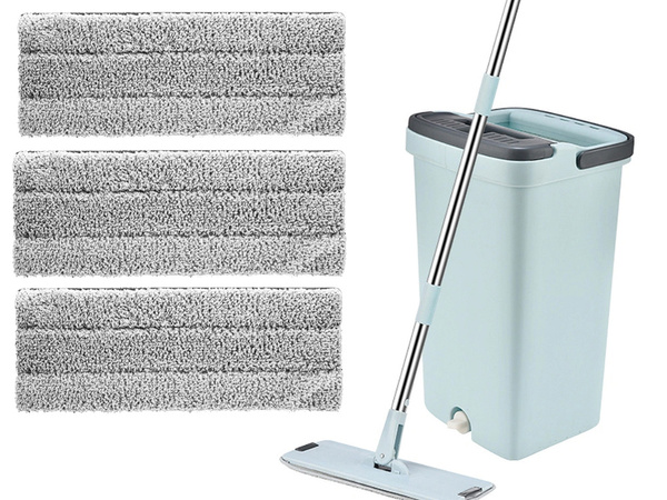 Plokščia šluostė su valytuvu dviejų kamerų grindų šluostė 3x pagalvėlės