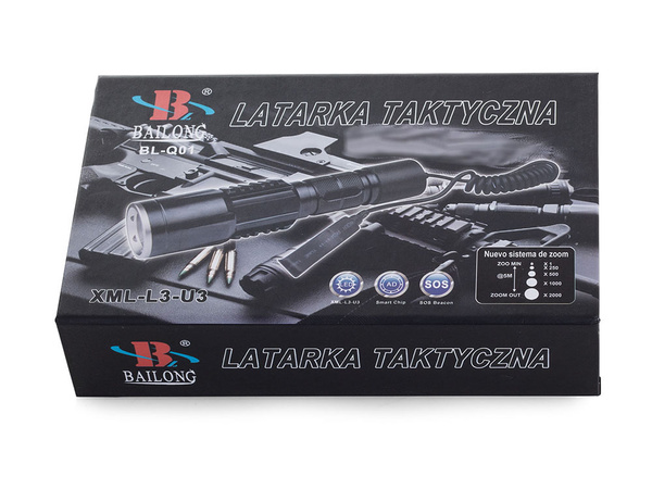 Taktinis bailong usb led cree xm-l3-u3 žibintuvėlis
