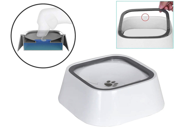 Floating water bowl for dog and cat 1l non-splashing slow drinker